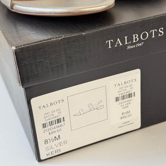 Talbots "Keri" Silver Leather Sandals - Size 8.5 Medium - New with Box - Picture 2 of 2